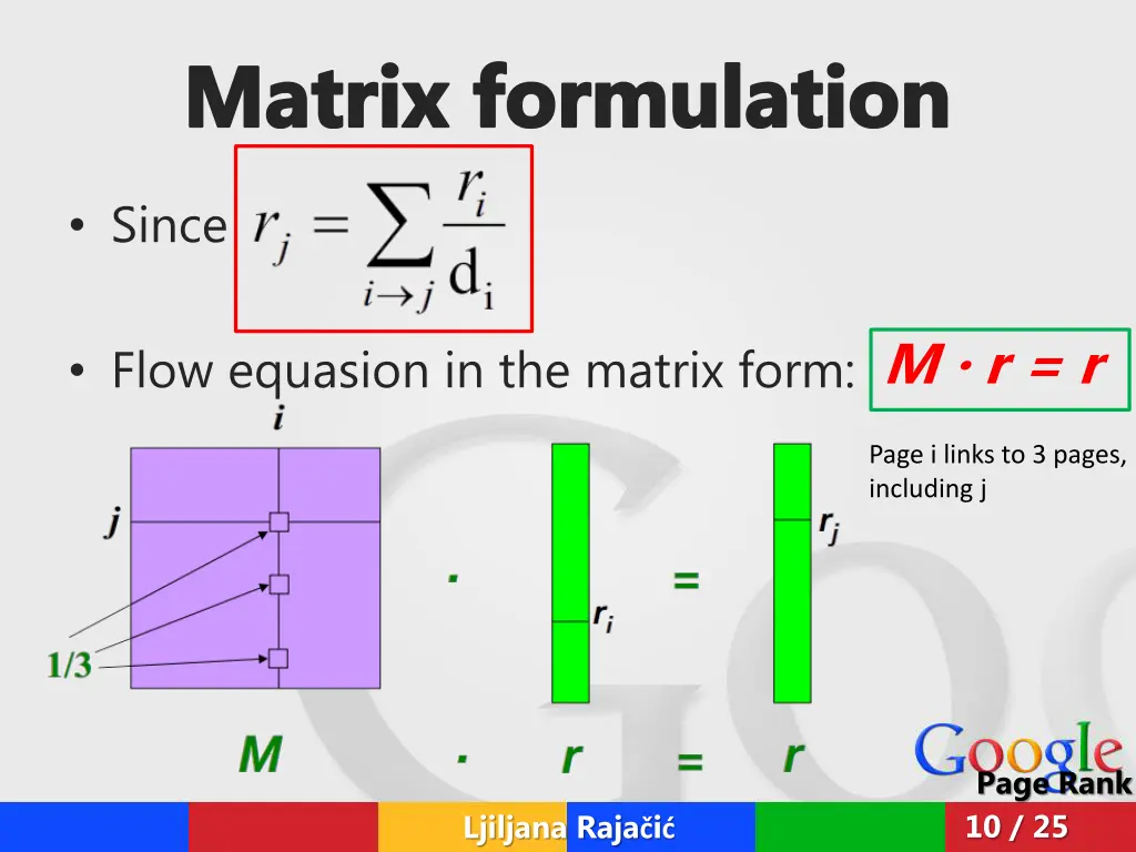 matrix formulation 1