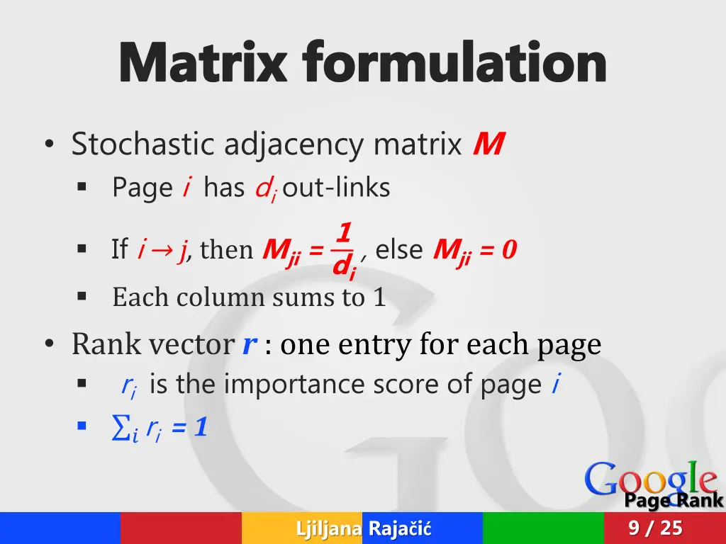 matrix formulation