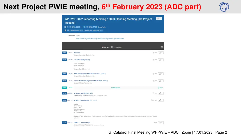 next project pwie meeting 6 th february 2023