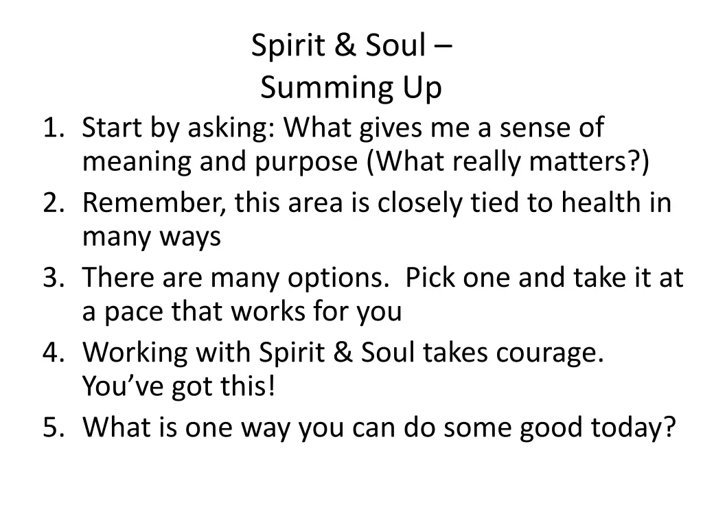 spirit soul summing up