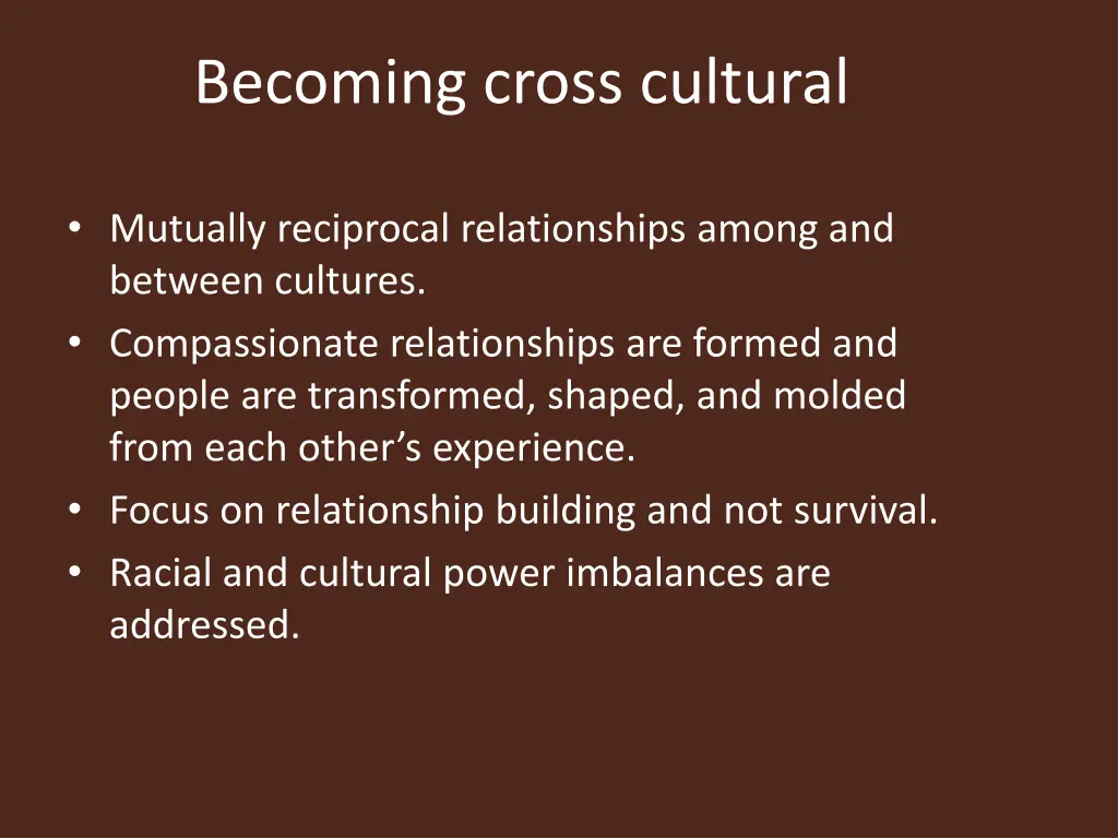 becoming cross cultural