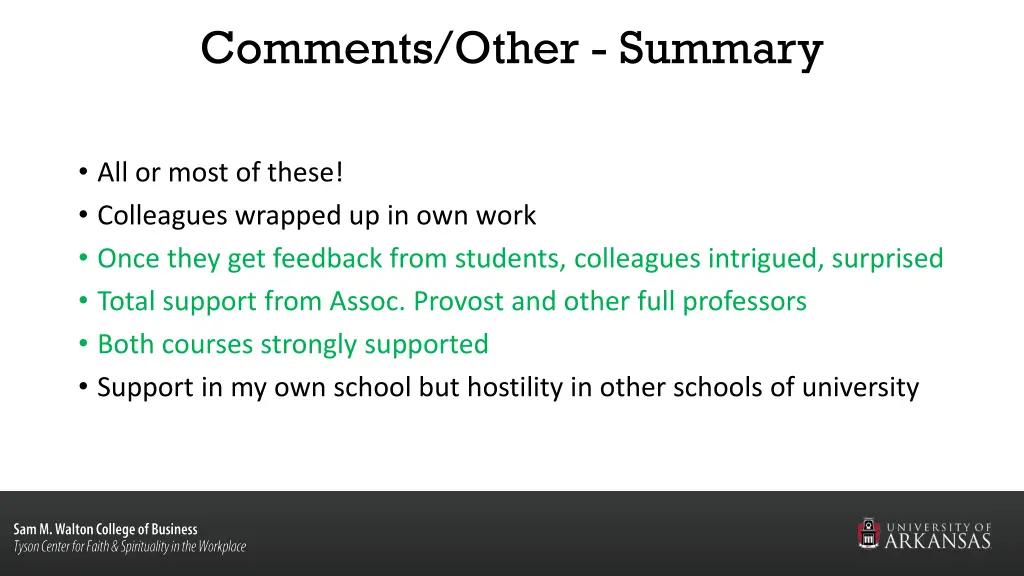 comments other summary