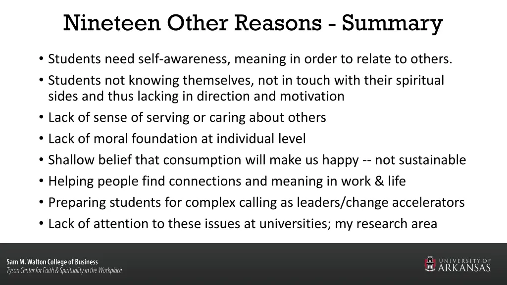 nineteen other reasons summary