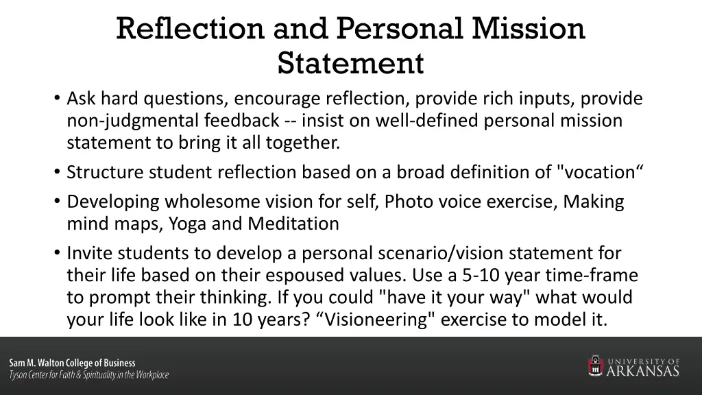 reflection and personal mission statement