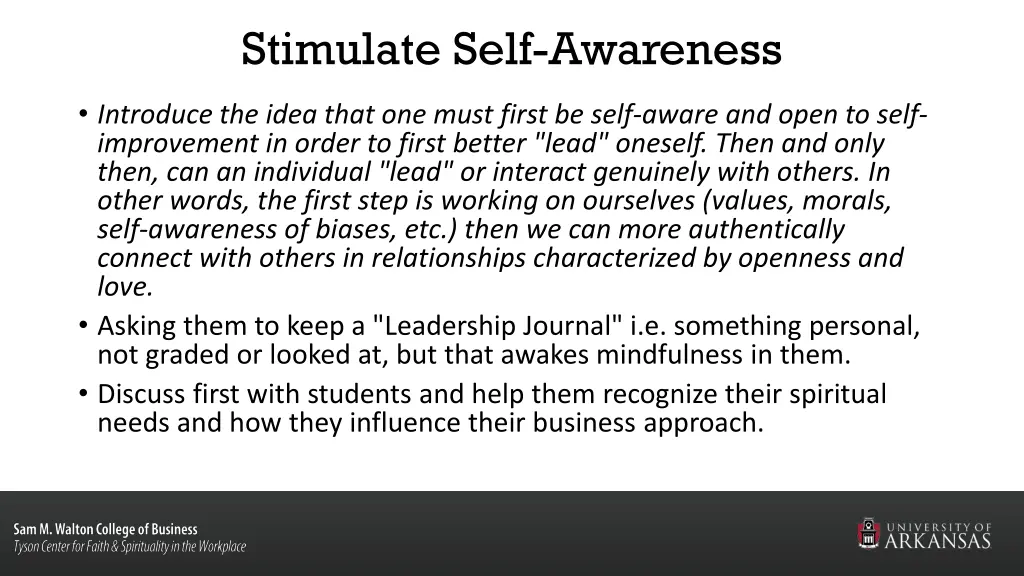 stimulate self awareness