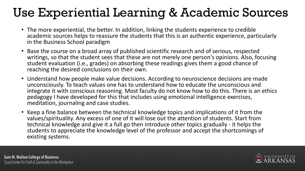 use experiential learning academic sources