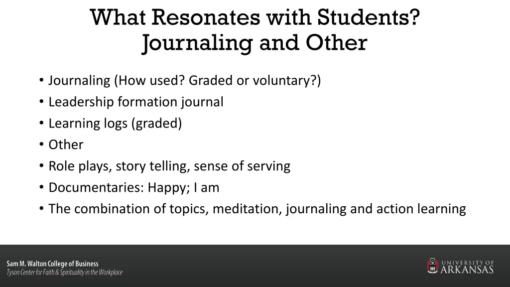 what resonates with students journaling and other