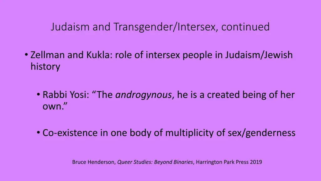 judaism and transgender intersex continued