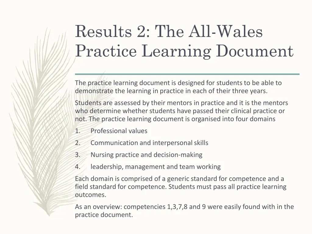 results 2 the all wales practice learning document