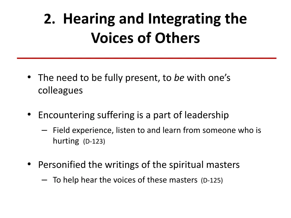 2 hearing and integrating the voices of others