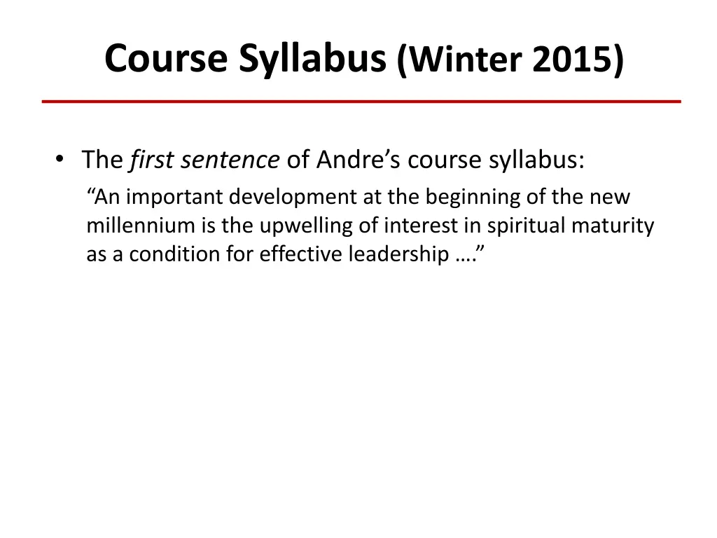 course syllabus winter 2015