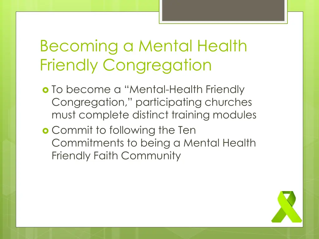 becoming a mental health friendly congregation