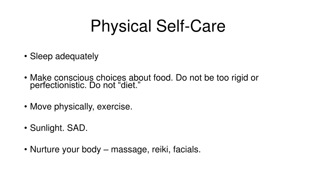 physical self care