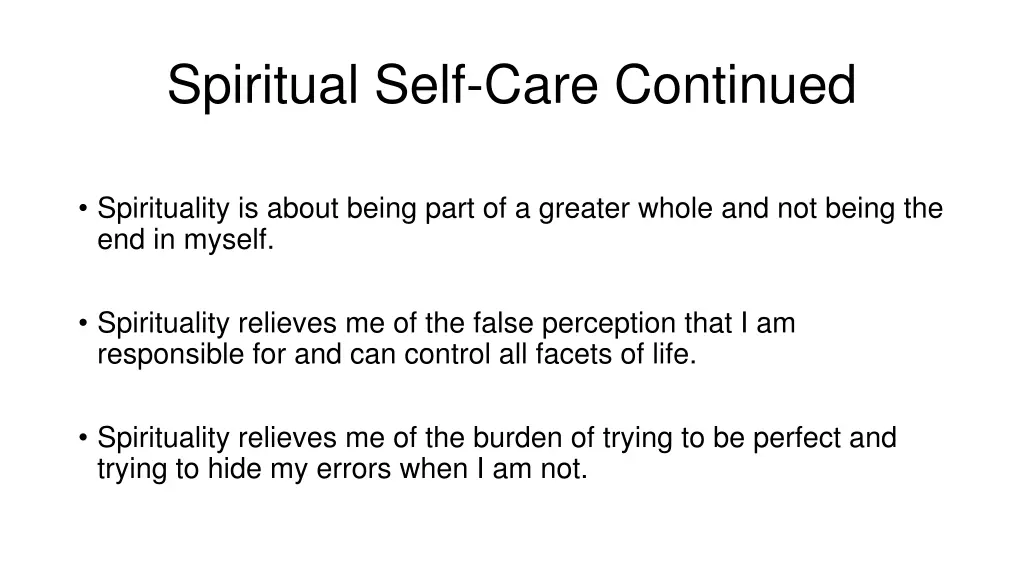 spiritual self care continued