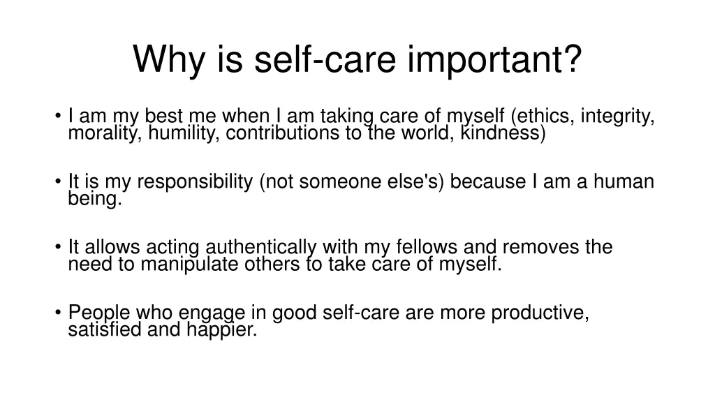 why is self care important