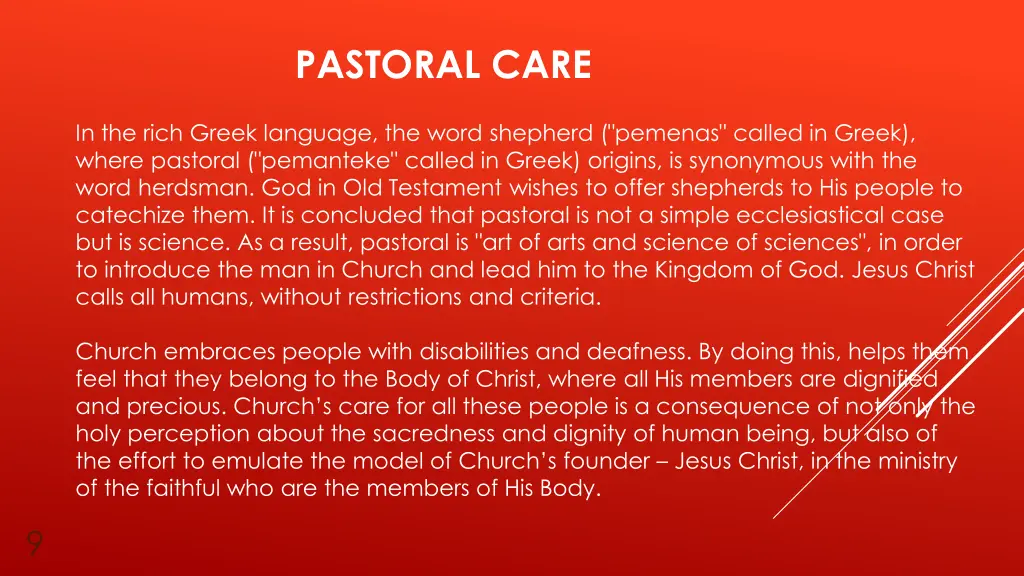 pastoral care