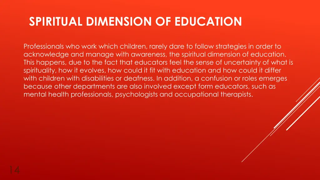 spiritual dimension of education