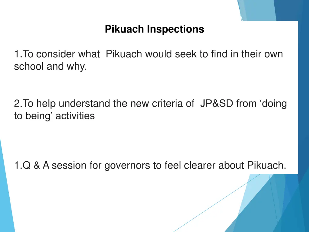 pikuach inspections