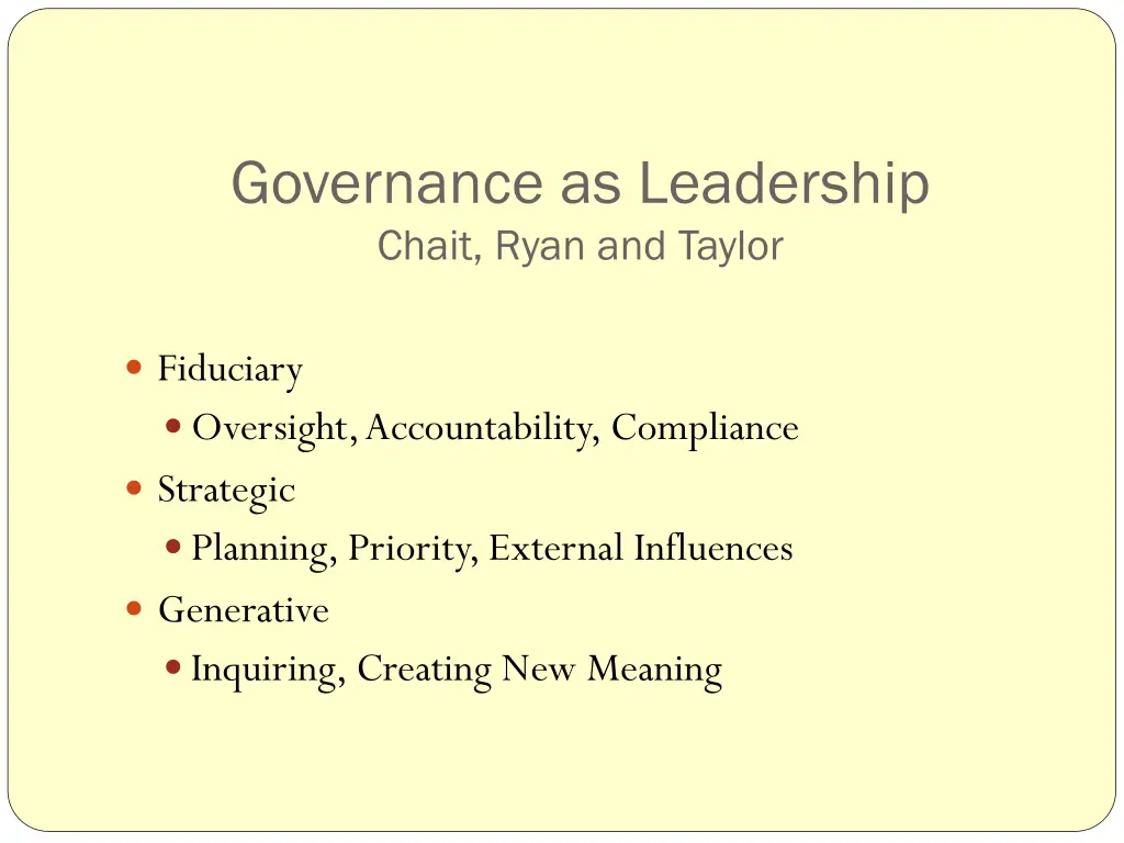 governance as leadership chait ryan and taylor