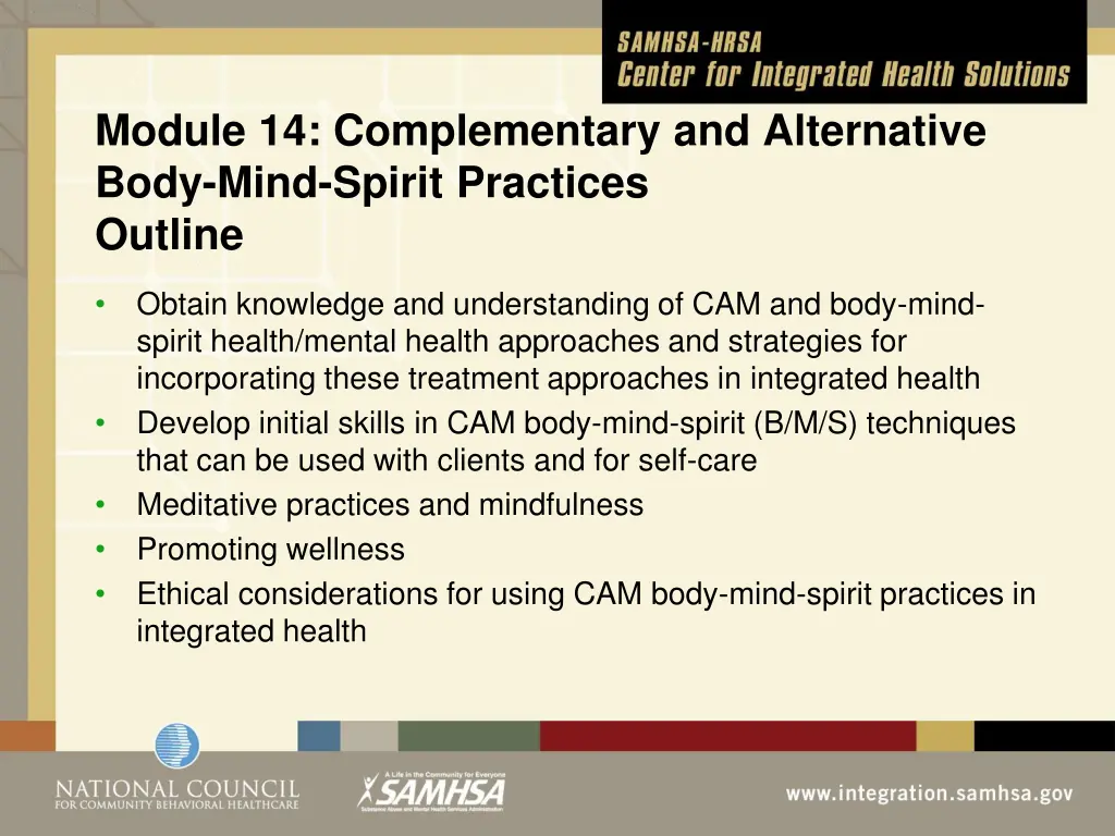 module 14 complementary and alternative body mind