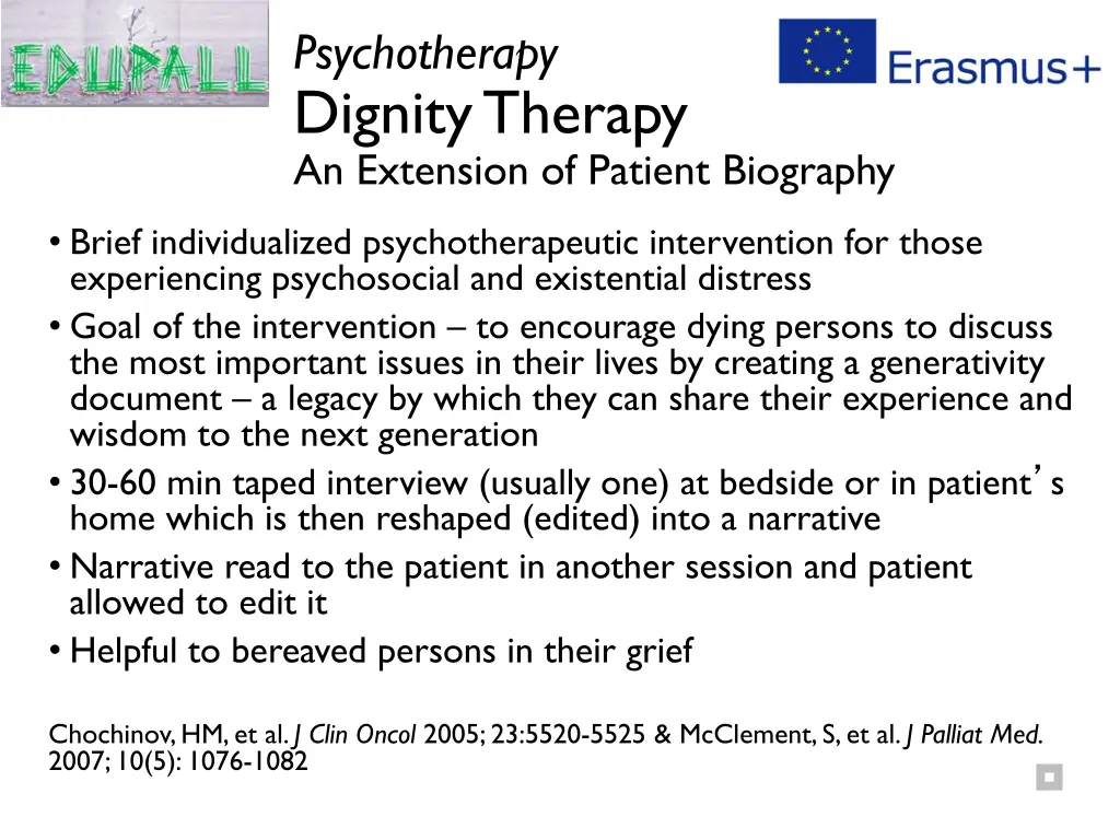 psychotherapy dignity therapy an extension