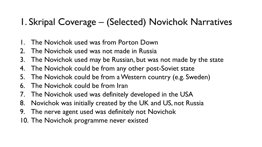 1 skripal coverage selected novichok narratives