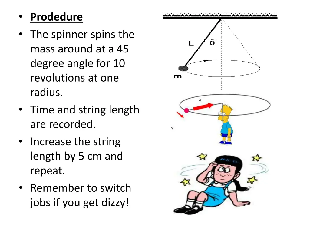 prodedure the spinner spins the mass around