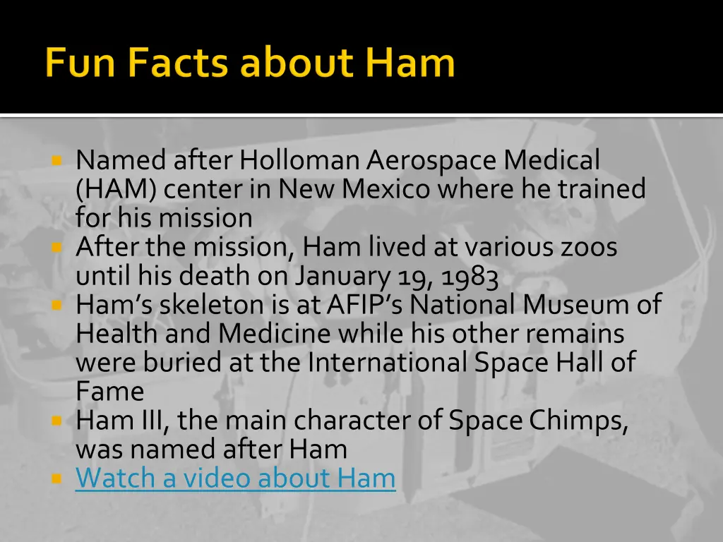 named after holloman aerospace medical ham center