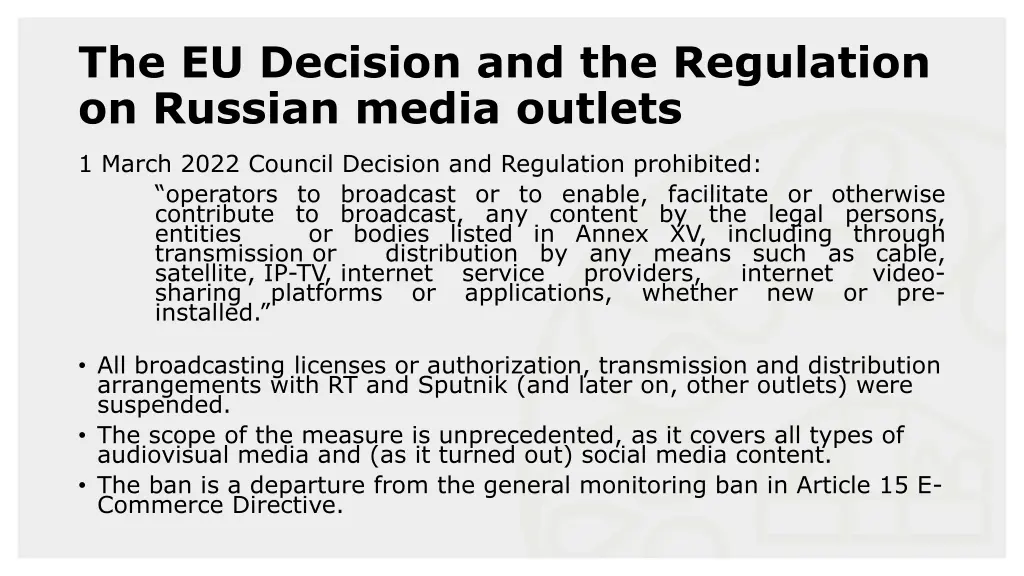 the eu decision and the regulation on russian