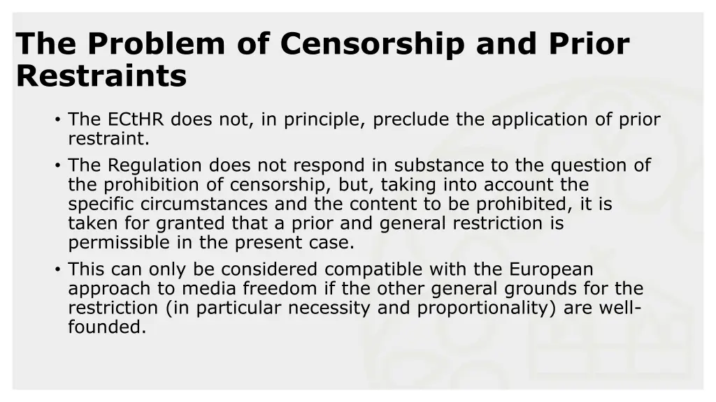 the problem of censorship and prior restraints