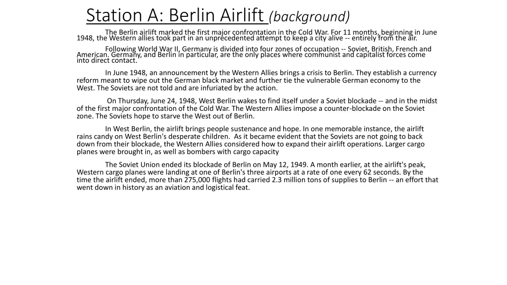 station a berlin airlift background the berlin