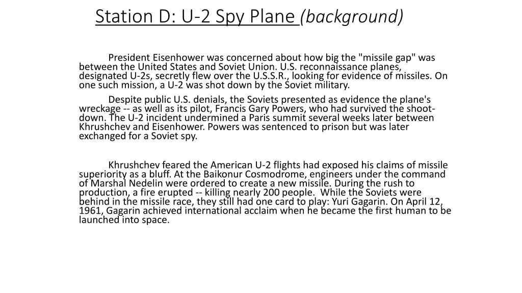 station d u 2 spy plane background