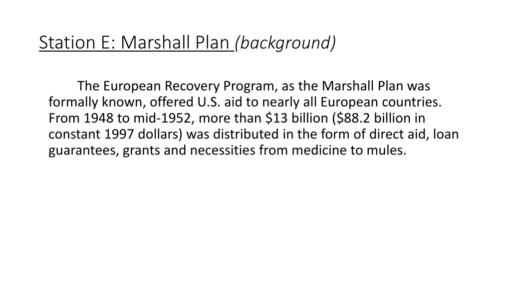 station e marshall plan background