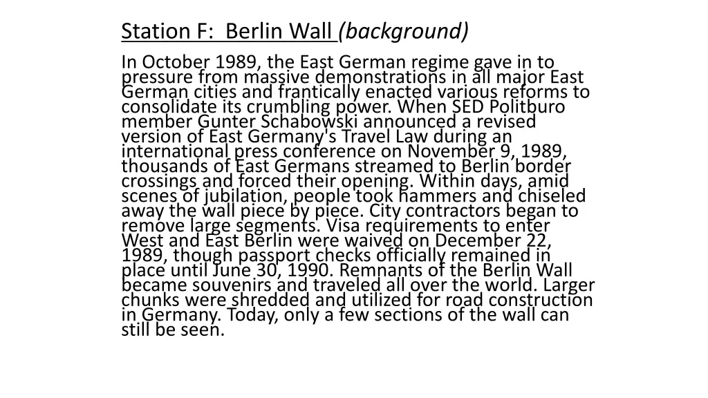 station f berlin wall background in october 1989