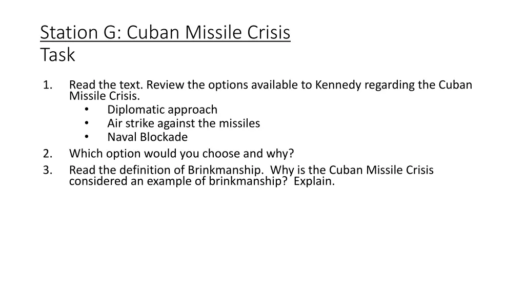 station g cuban missile crisis task