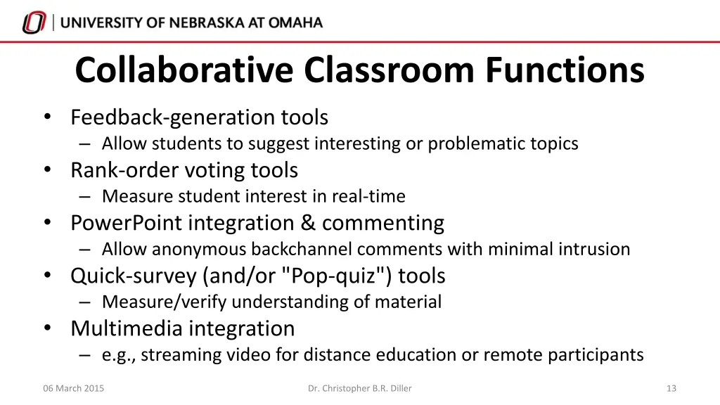 collaborative classroom functions feedback