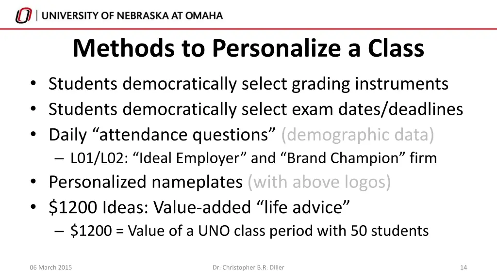 methods to personalize a class students