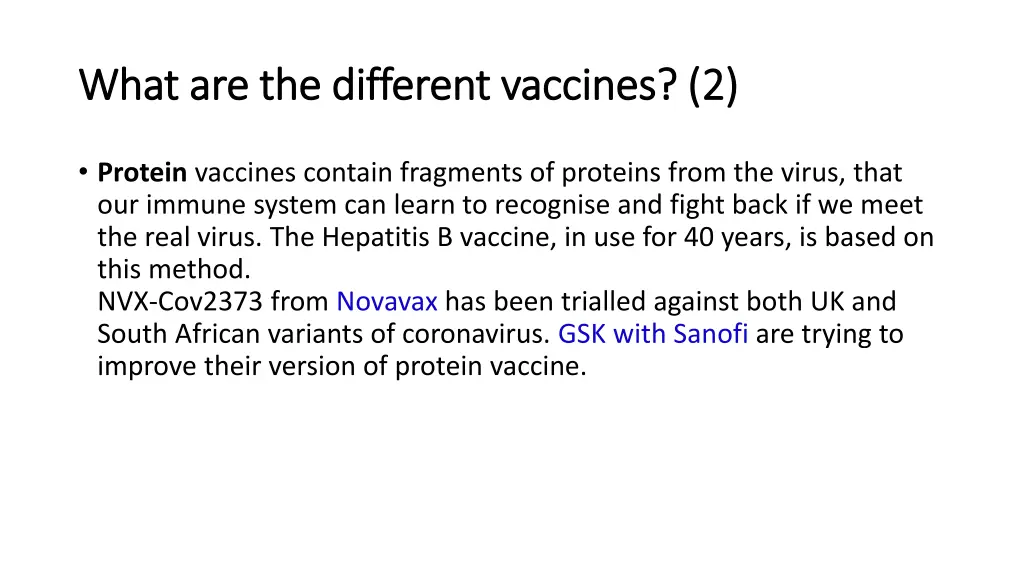 what are the different vaccines 2 what