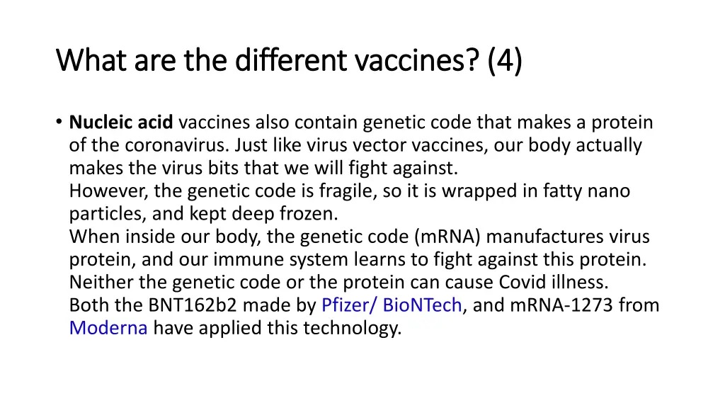 what are the different vaccines 4 what