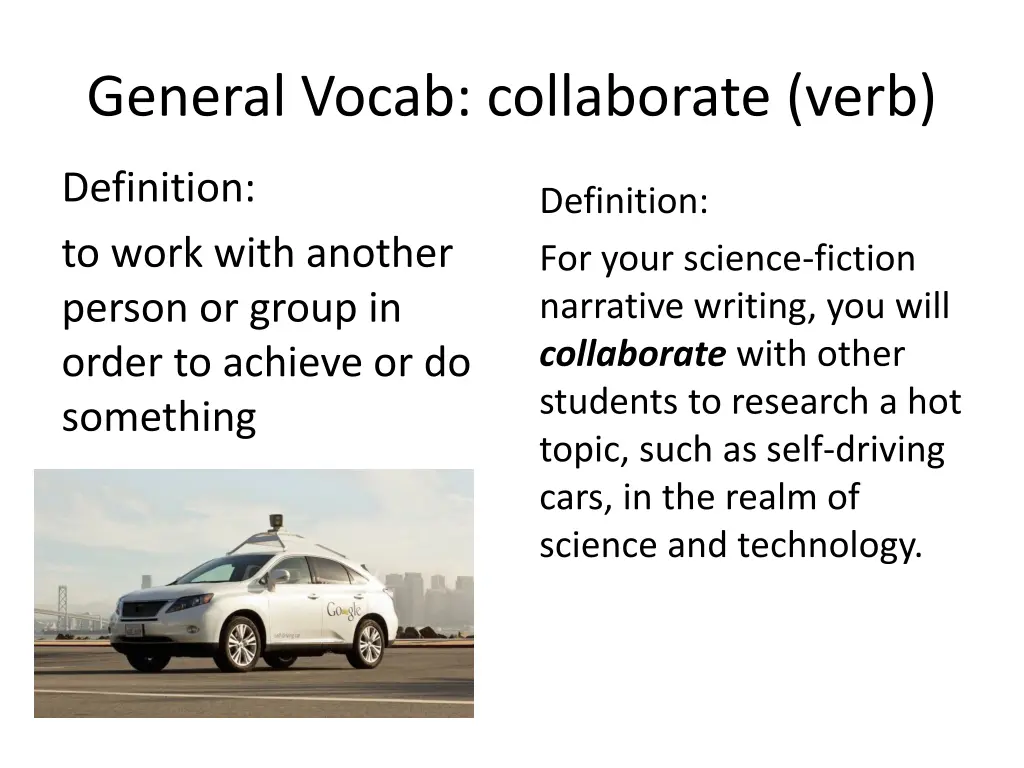 general vocab collaborate verb