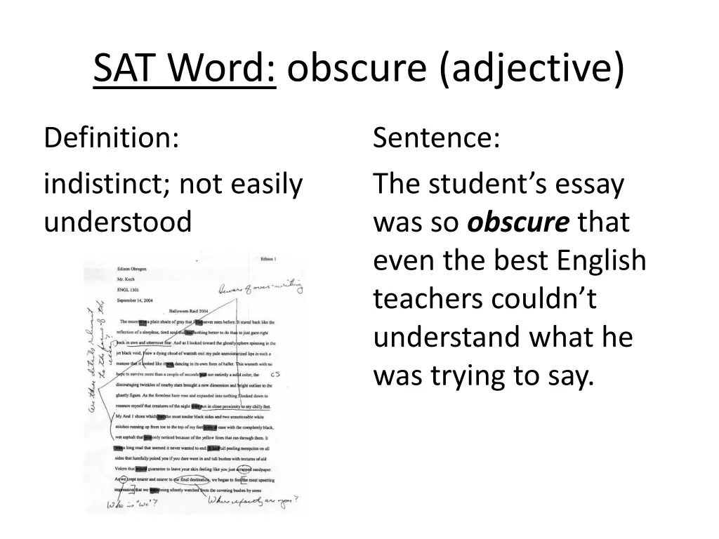 sat word obscure adjective