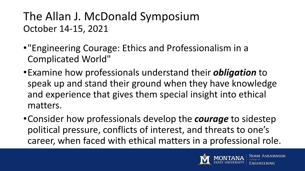 the allan j mcdonald symposium october 14 15 2021