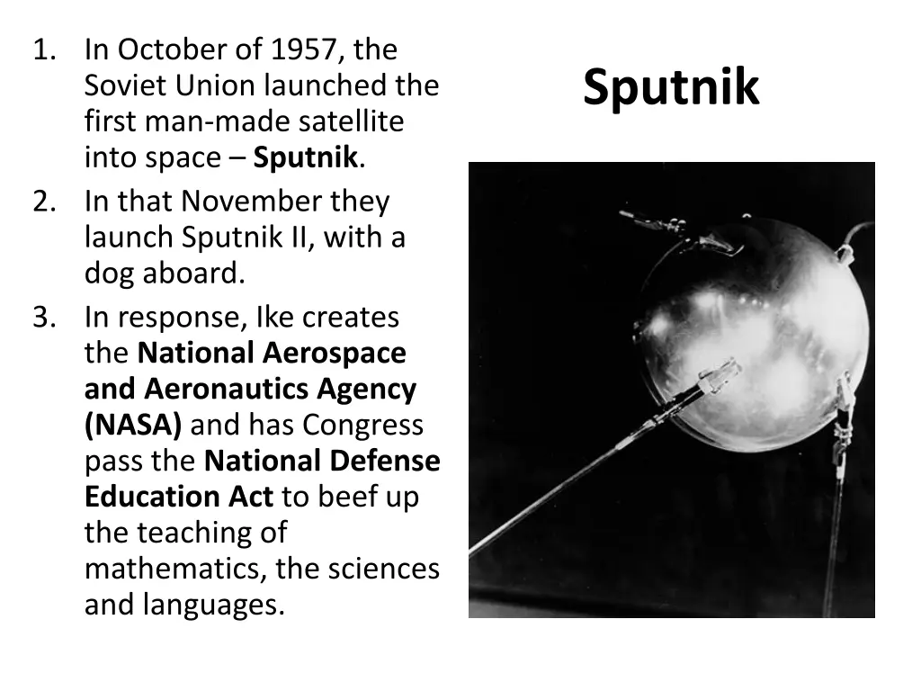 1 in october of 1957 the soviet union launched