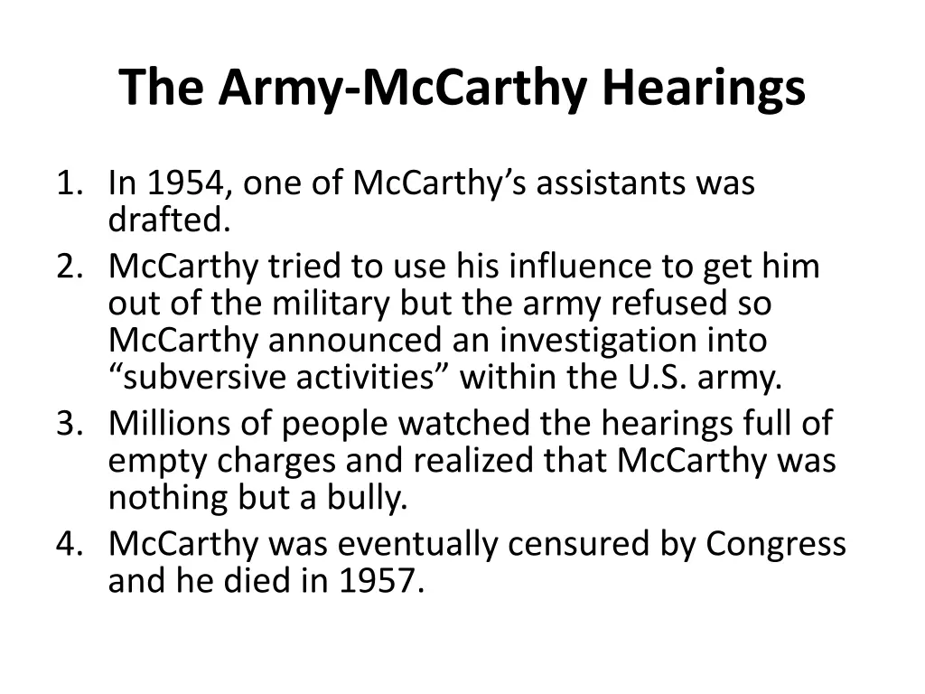 the army mccarthy hearings