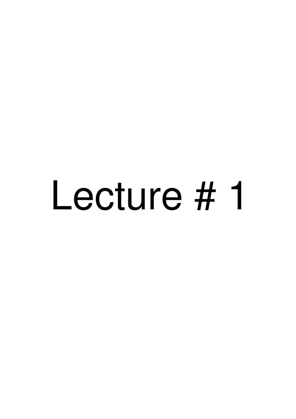 lecture 1