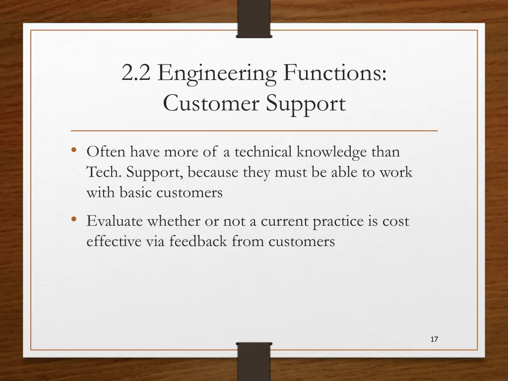 2 2 engineering functions customer support