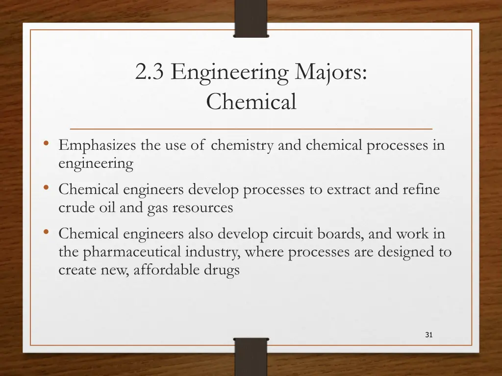 2 3 engineering majors chemical