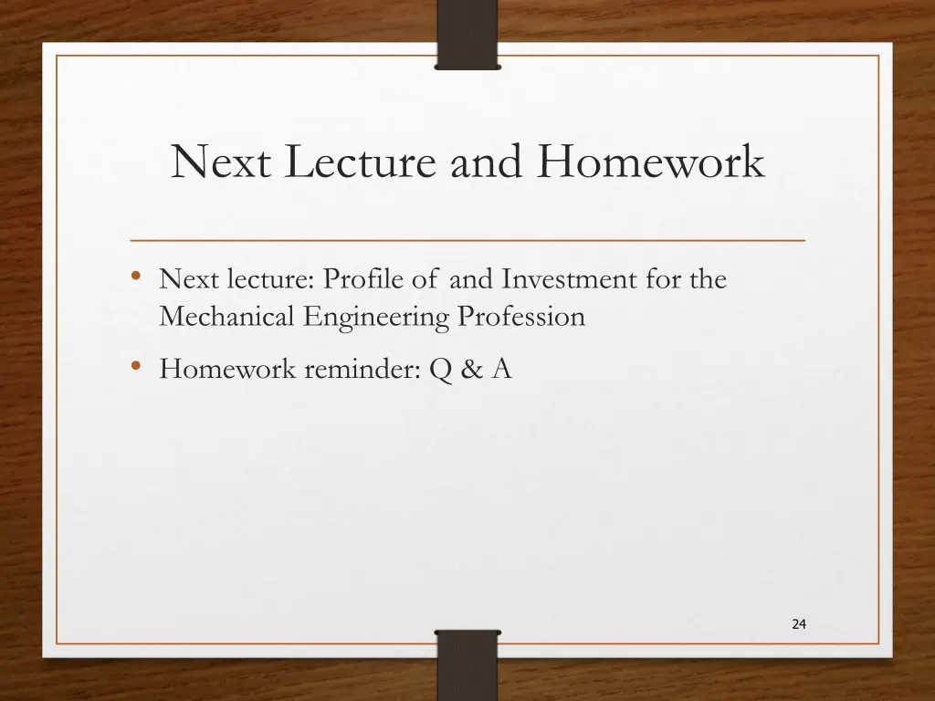 next lecture and homework