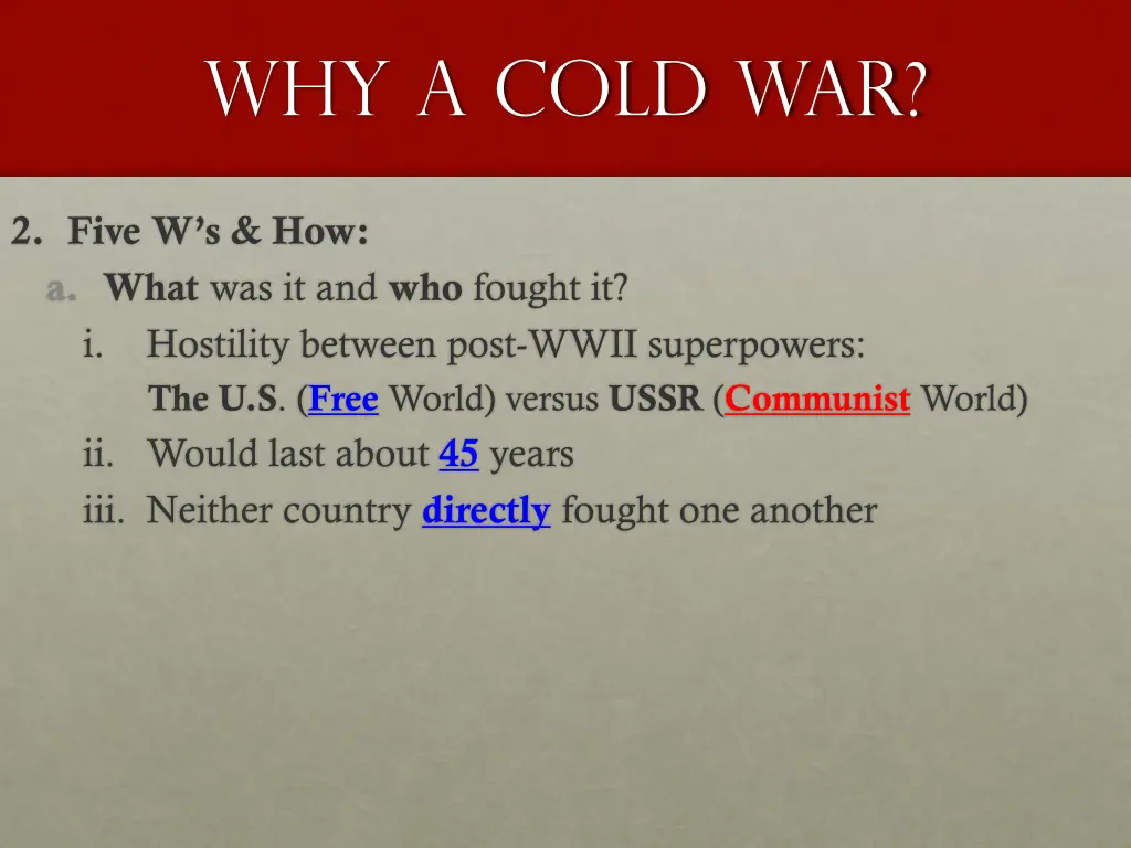 why a cold war 1