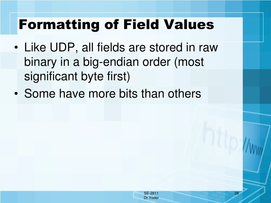 formatting of field values